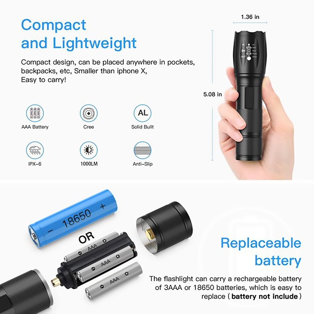 LED Tactical Flashlight S1000 High Lumen