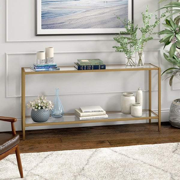 Hera 64'' Wide Rectangular Console Table with Glass Shelf