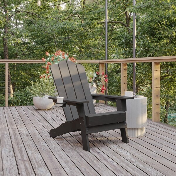 Commercial Grade AllWeather Adirondack Chair with Swiveling Cupholder