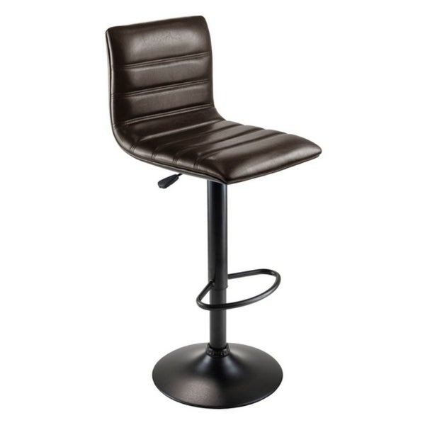 Holly Adjustable Swivel Stool， Black and Espresso - Espresso / Black - 15.75