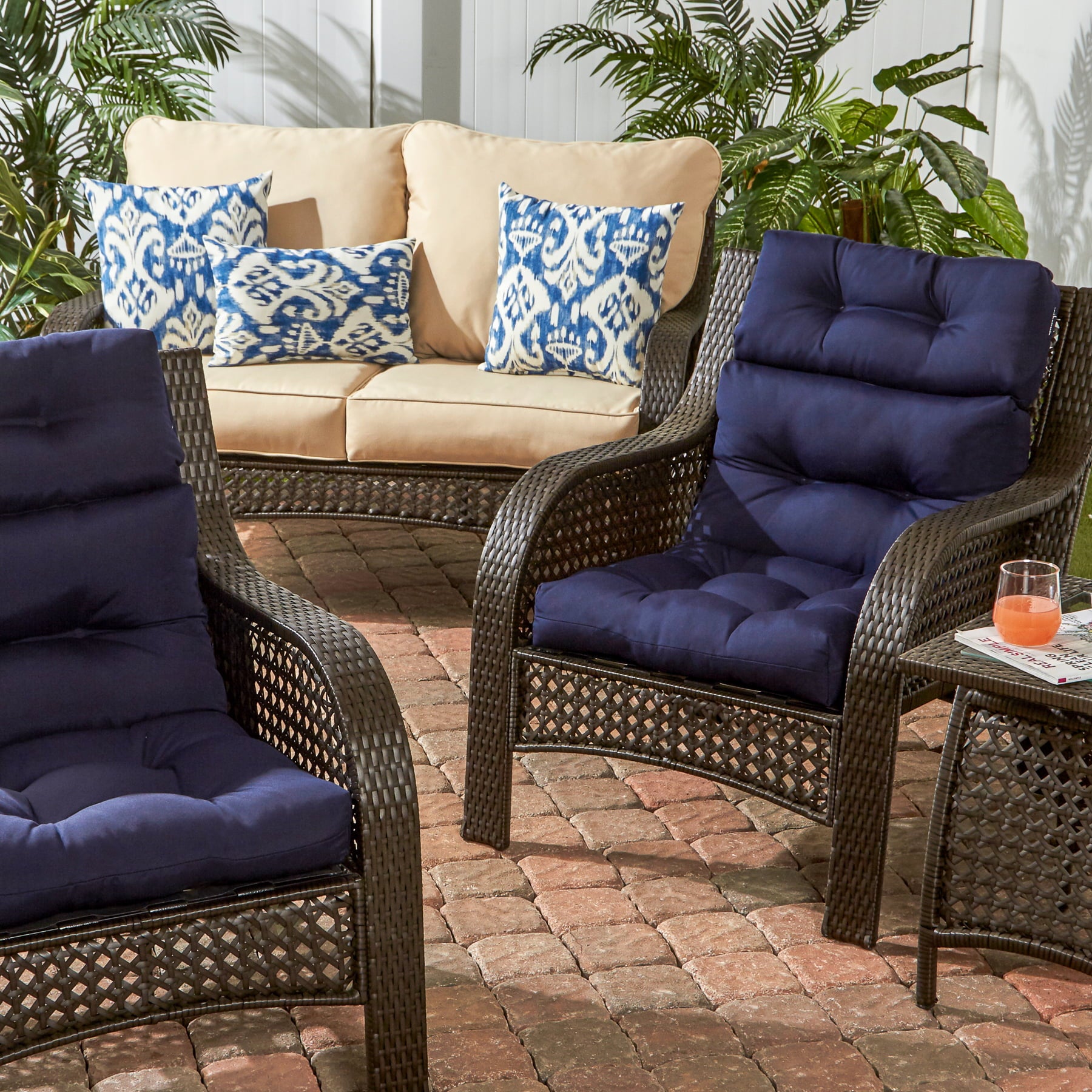 Greendale Home Fashions Navy 44 x 22 in. Outdoor High Back Chair Cushion