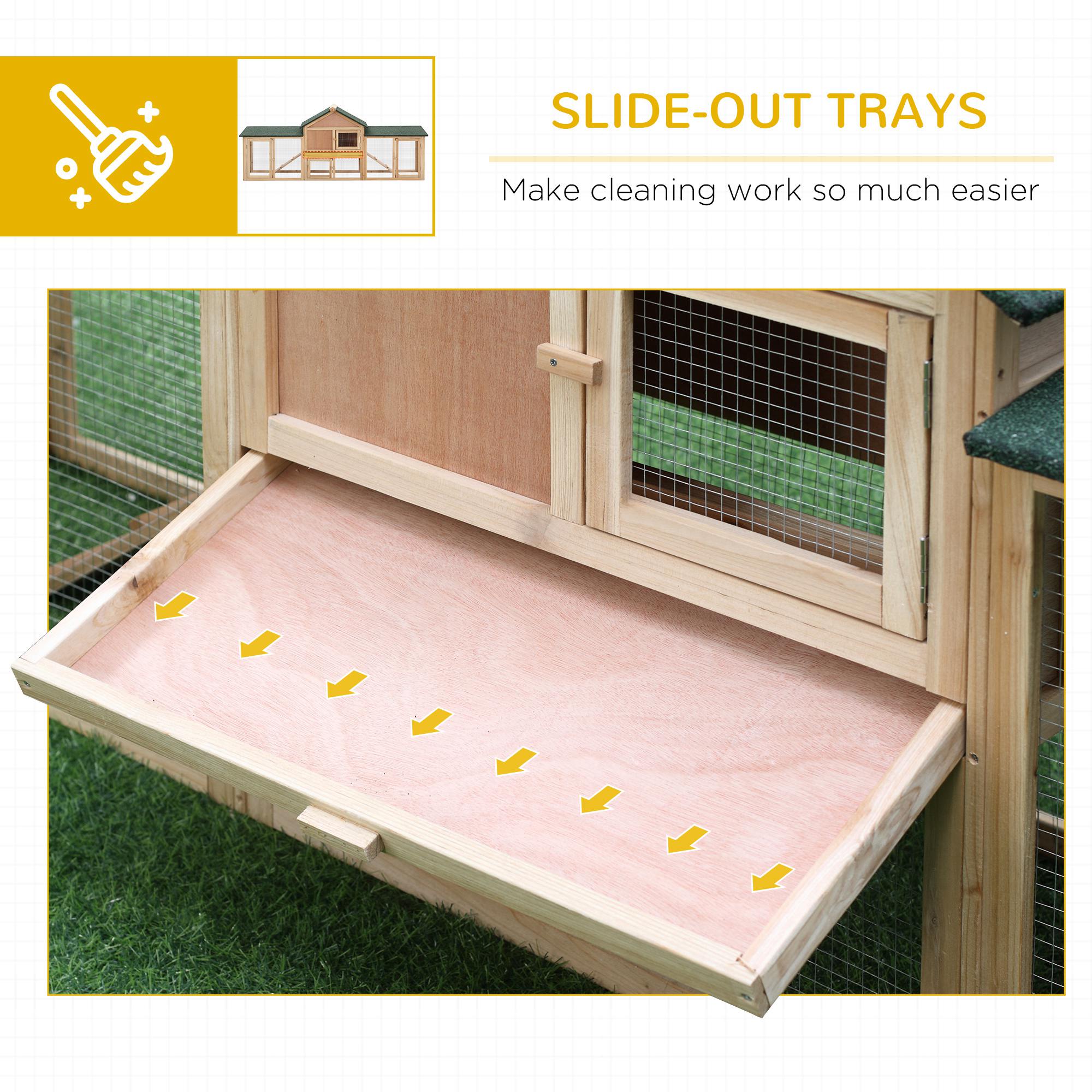 Pawhut Rabbit Hutch with Run Area Ladder Removable Tray， 83