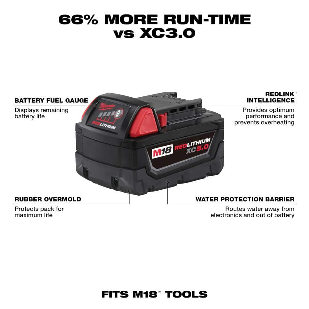 MW M18 18-Volt Lithium-Ion XC Extended Capacity Battery Pack 5.0Ah (4-Pack) 48-11-1852