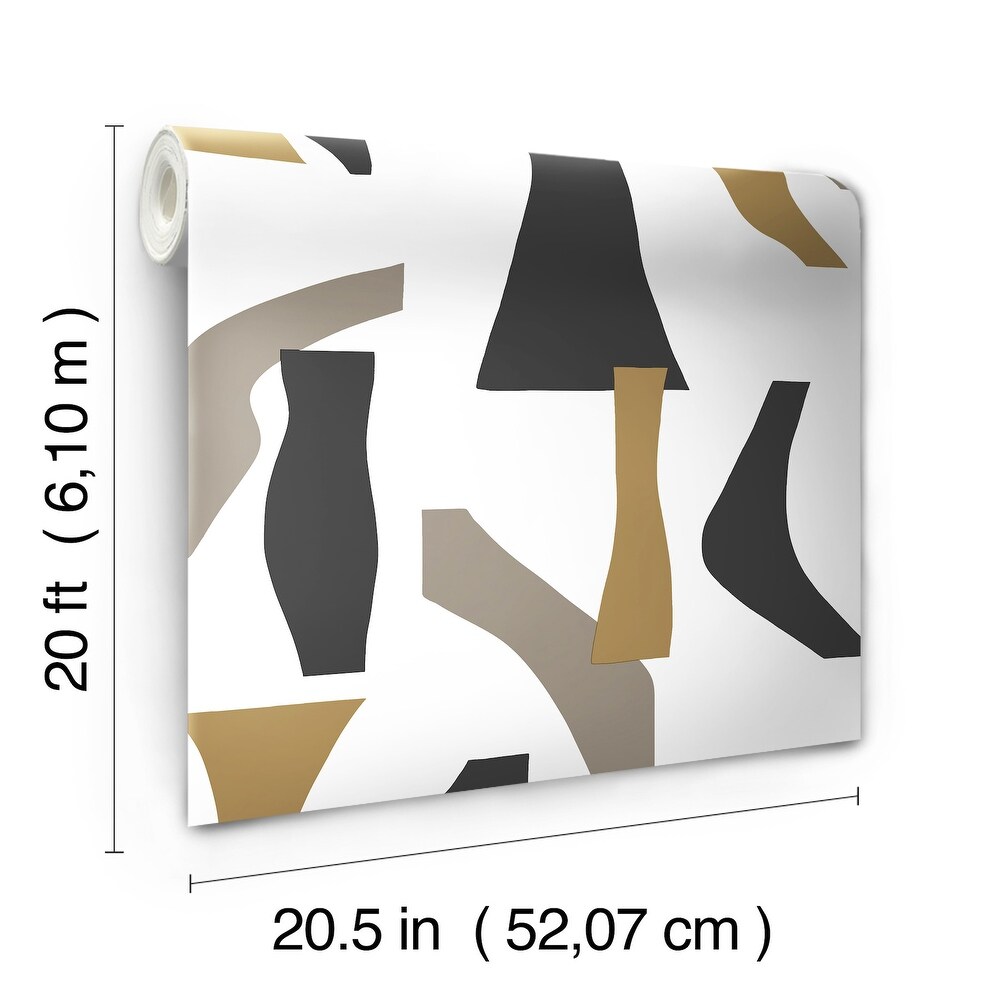 Black and Gold Modernist Peel and Stick Wallpaper