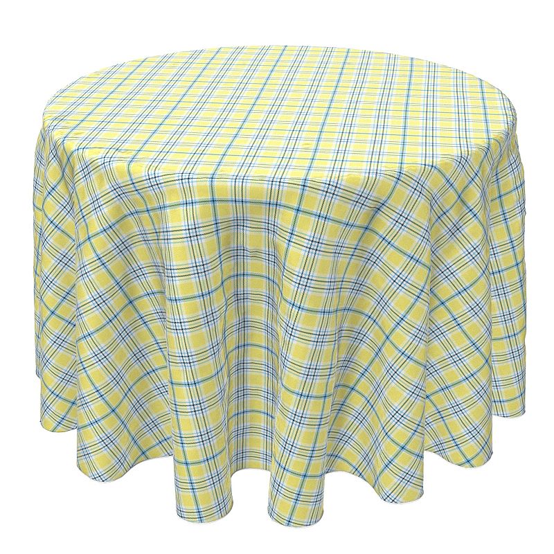 Round Tablecloth， 100% Cotton， 60 Round， Plaid 13