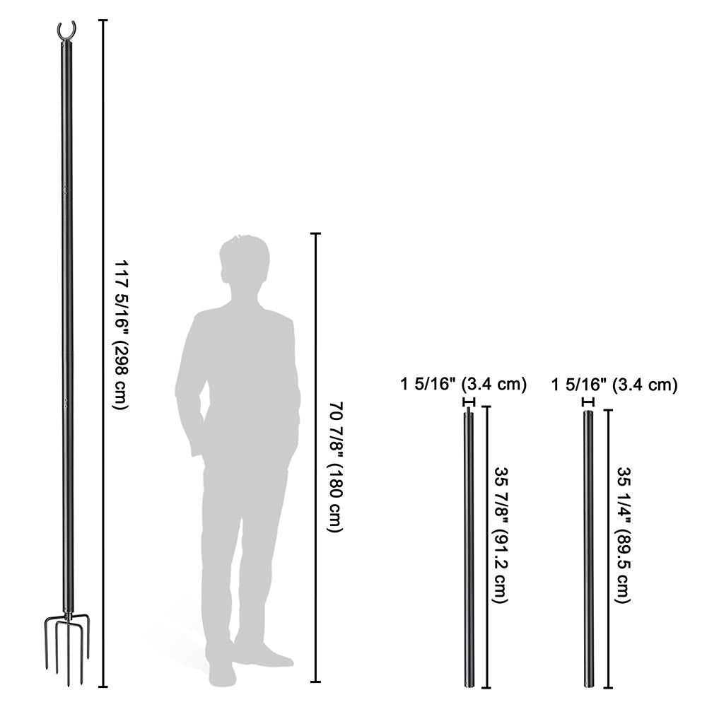 Yescom 10 ft String Light Poles with Hook & Stakes