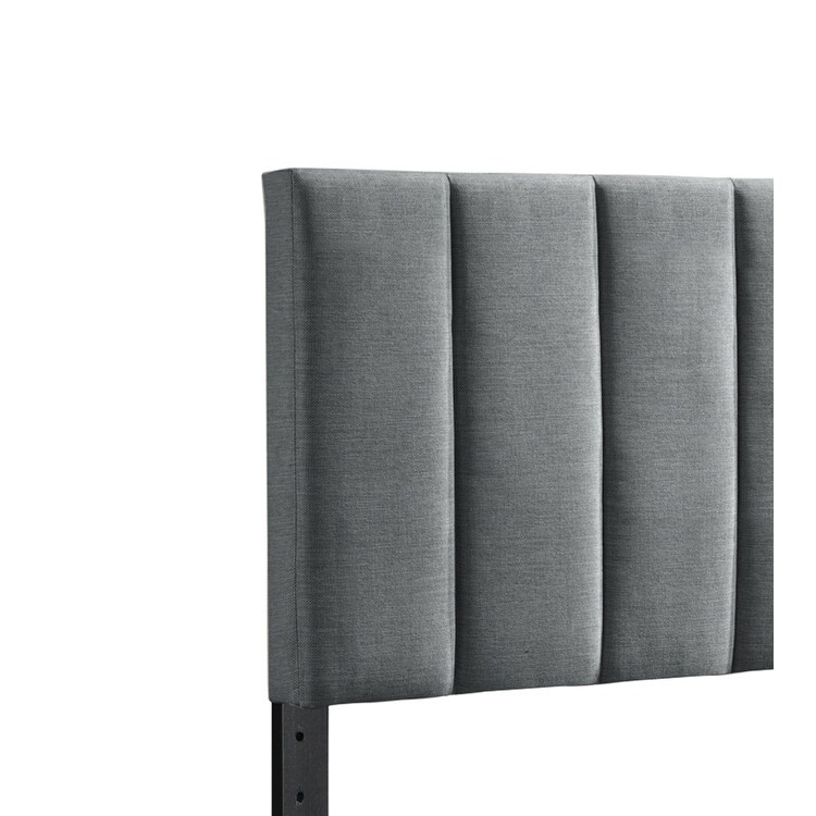 Sierra Beige or Grey Upholstered Channel Stitch Adjustable Queen Headboard