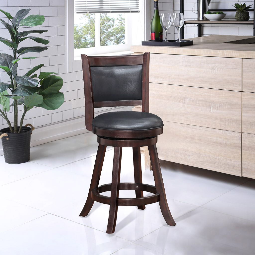 Boraam Rhea 24 Full Back Wood Swivel Counter Stool， Merlot