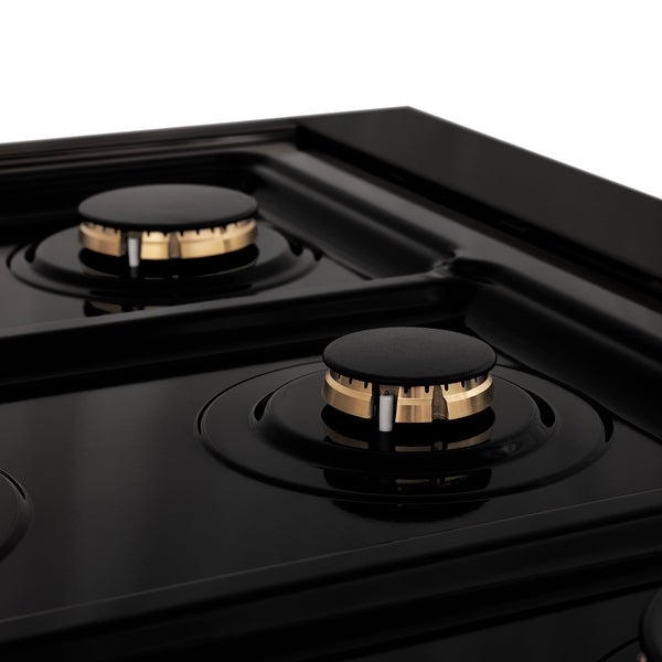 ZLINE Porcelain Stovetop in Black Stainless Steel - Gas Brass Burners