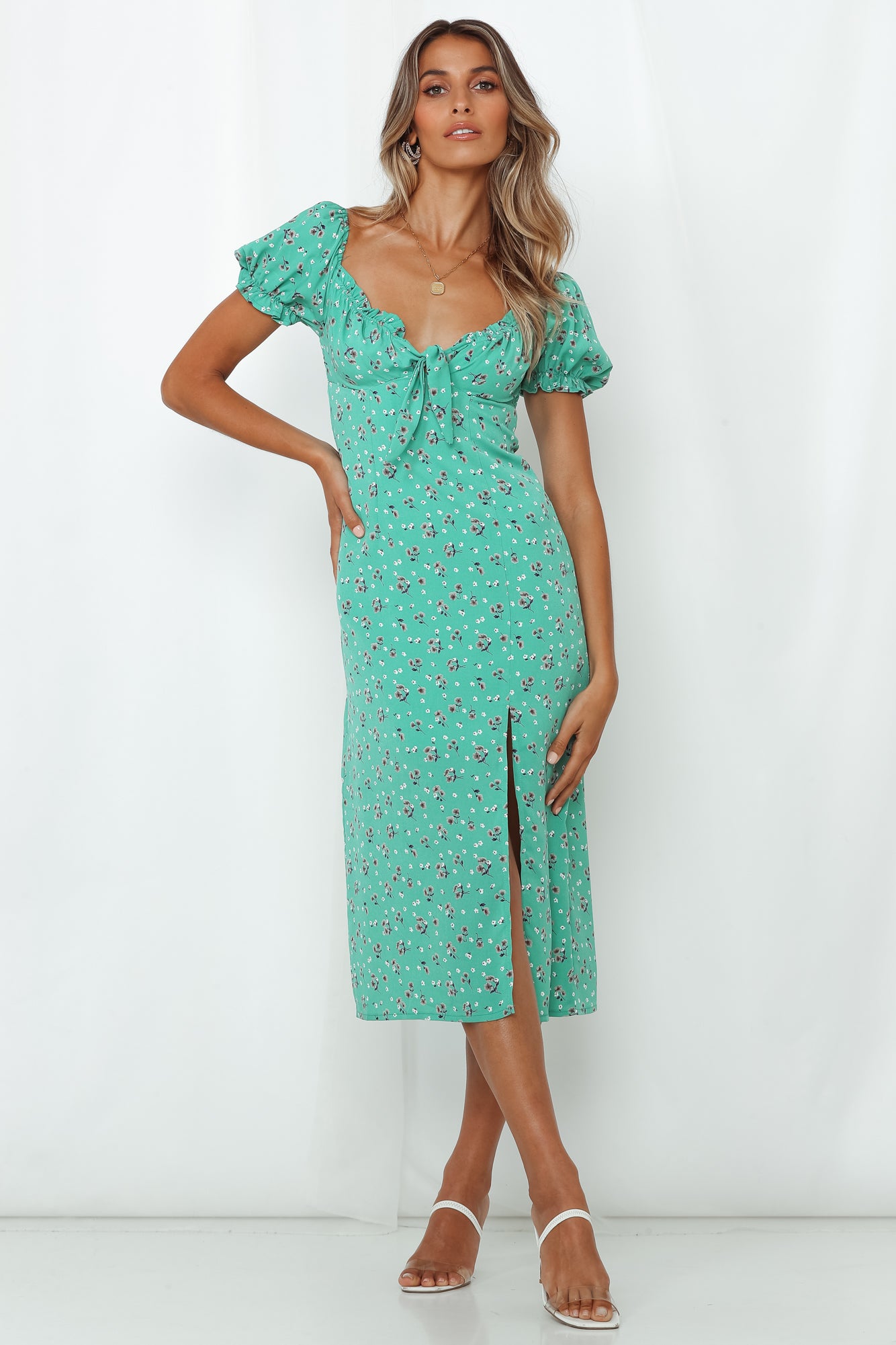 Longing For You Midi Dress Green