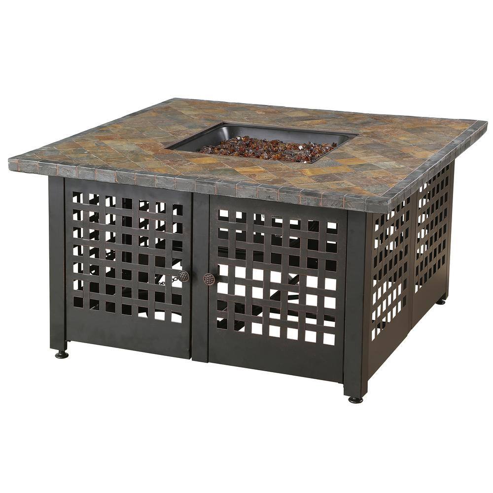 Endless Summer The Elizabeth 42 in. W x 22.5 in. H Square TileMarble Mantel LP Gas Outdoor Fire Pit GAD15286G