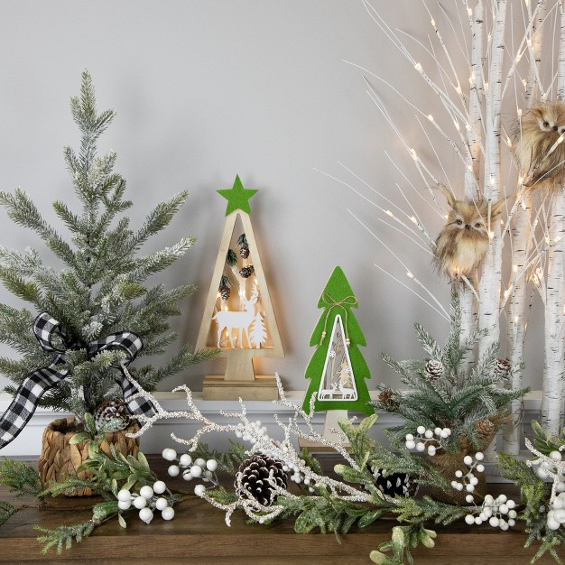 Lighted Wooden Christmas Tree With Reindeer Woodland Scene