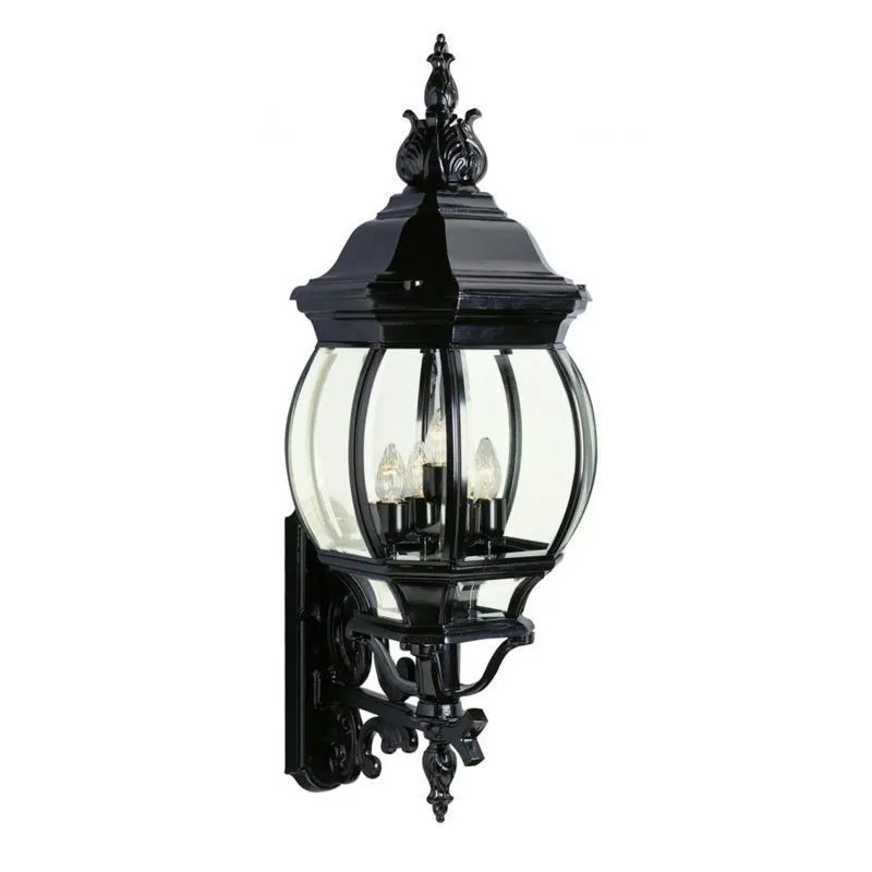 GuisseppeImports 4052 BK Four Light Wall Lantern Francisco Black - Exact Size Shopping - The Best Deals on Outdoor Wall Lanterns | 17174718