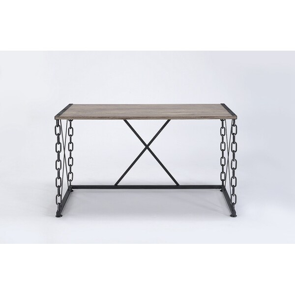 Jodie Console Table in Rustic Oak and Antique Black Finish