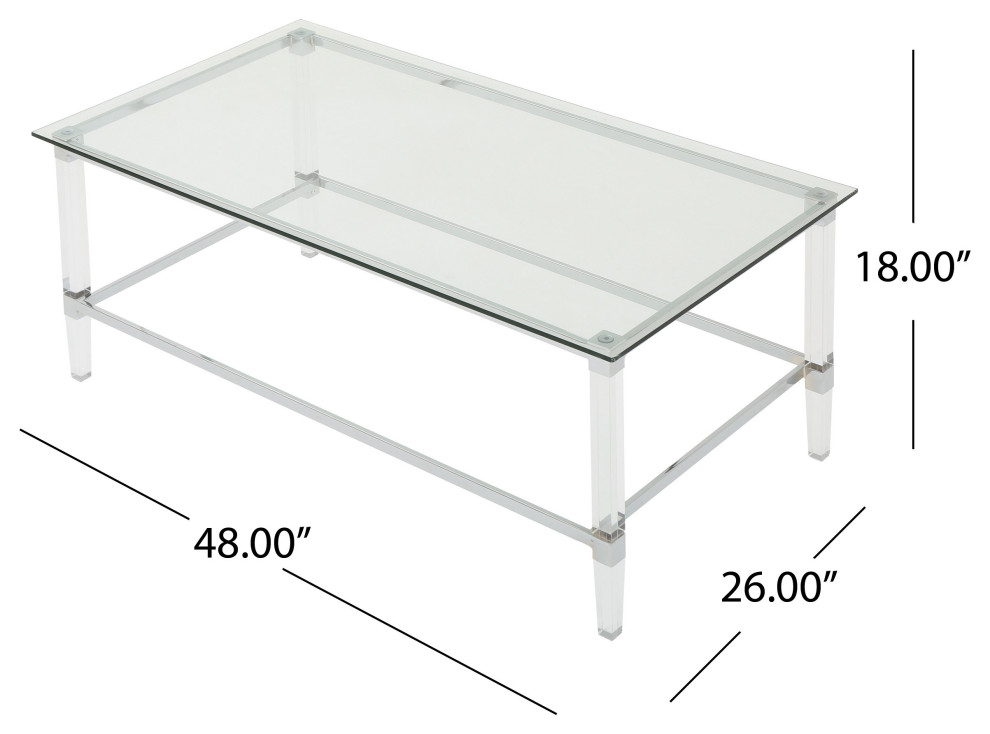 GDF Studio Bayor Tempered Glass Coffee Table With Acrylic and Iron Accents   Contemporary   Coffee Tables   by GDFStudio  Houzz