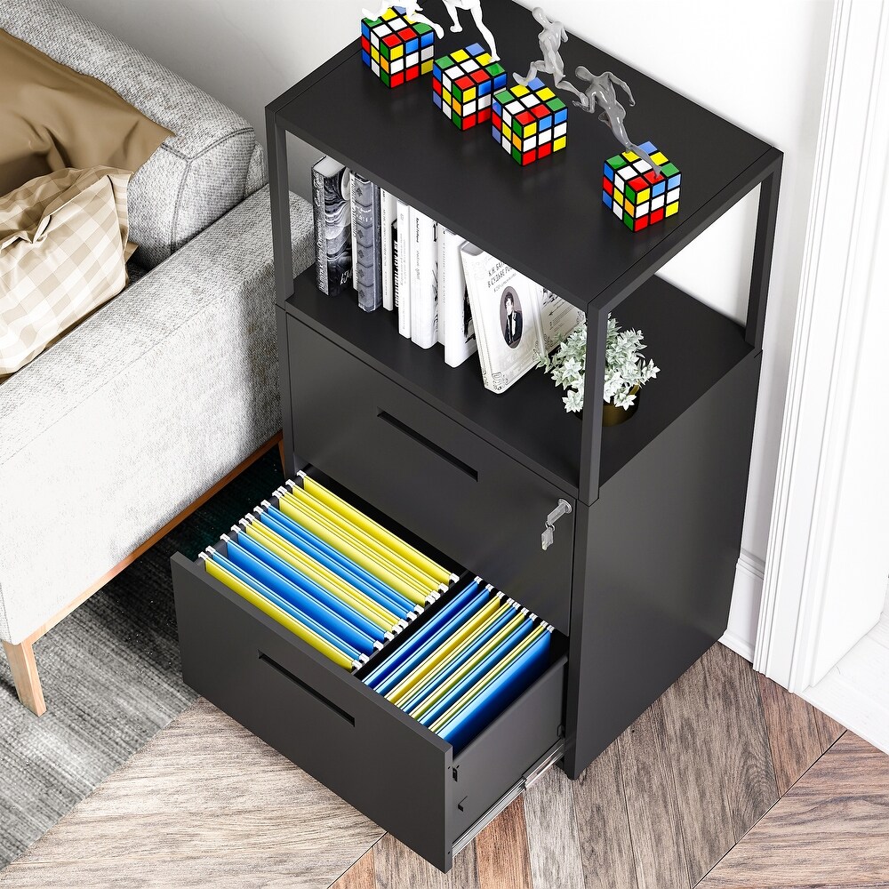 Metal Lateral File Cabinet with 2 Drawers with Shelving