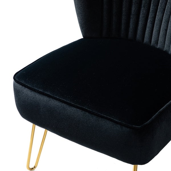 Barto Modern Velvet Tufted Side Chair with Golden Legs by HULALA HOME