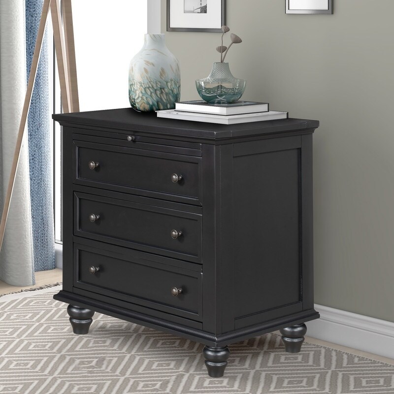 3 Drawer Storage Wood Cabinet Nightstand with Pull out Tray