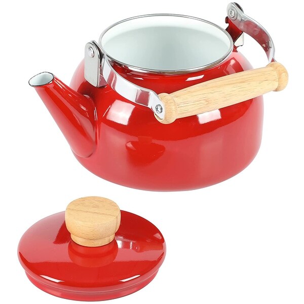 1.5 Quart Tea Kettle With Fold Down Handle in Red