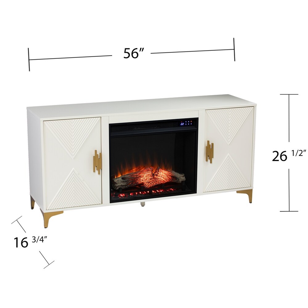 SEI Furniture Lillyvale Contemporary Media TV Stand with Electric Fireplace Insert and Storage