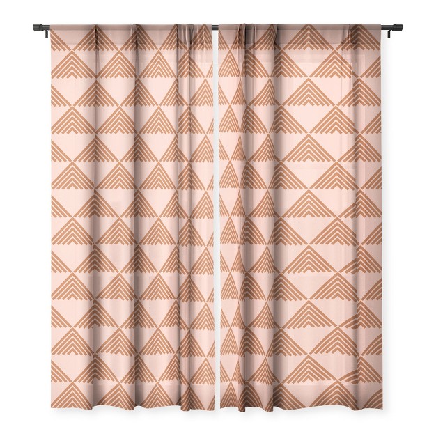 June Journal Triangular Lines In Terracotta Single Panel Sheer Window Curtain Deny Designs