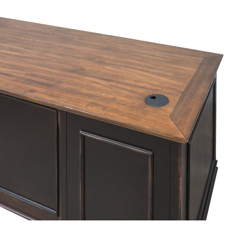 Hartford Wood Double Pedestal Desk  Office Desk  Office Table  Black