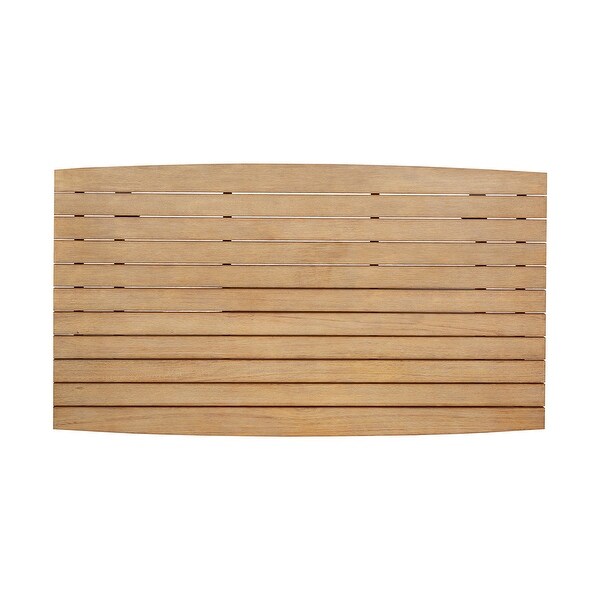 Ann 51 Inch Outdoor Patio Coffee Table，Natural Eucalyptus Wood，Slatted