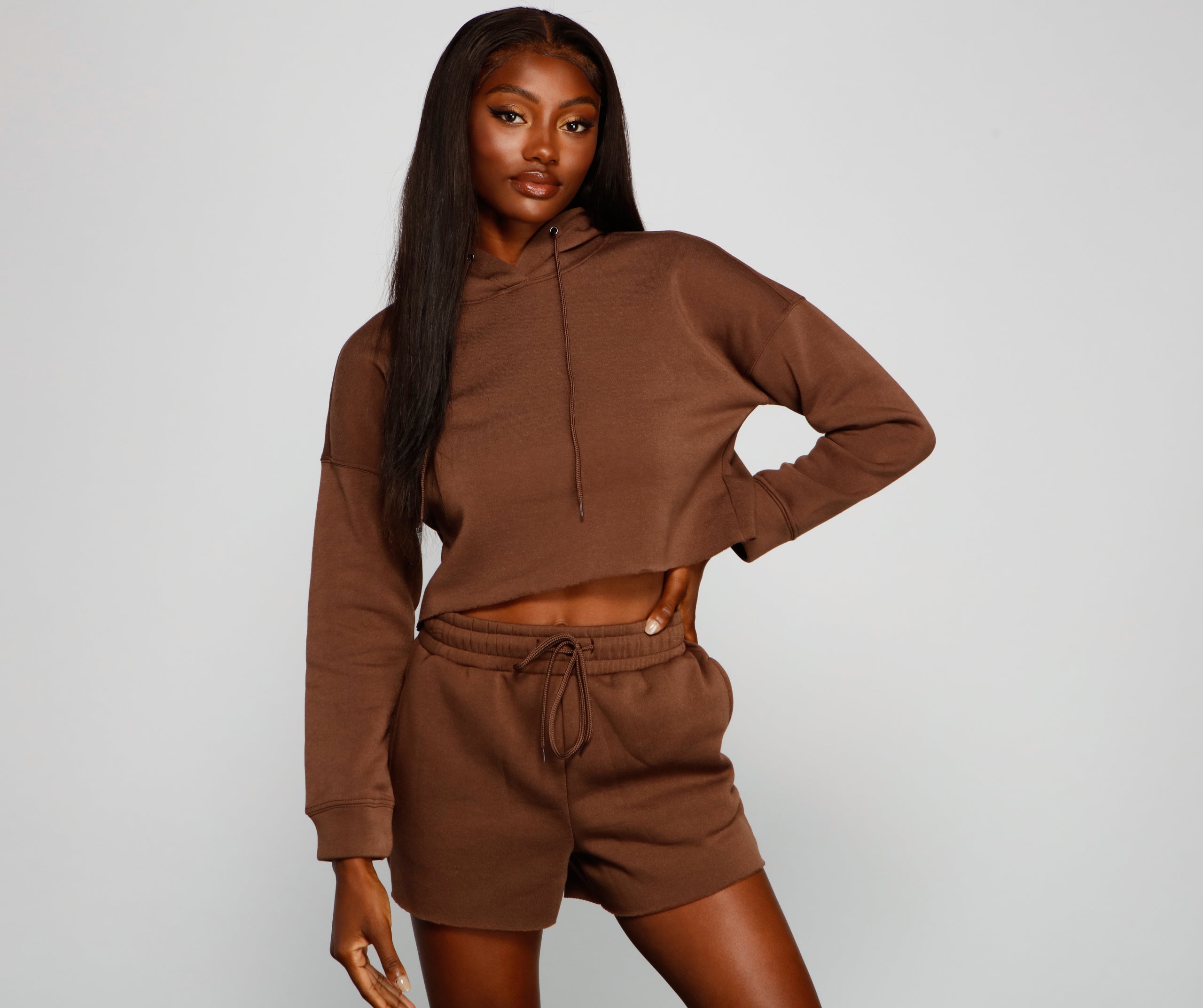 Basic Cropped Fleece Hoodie