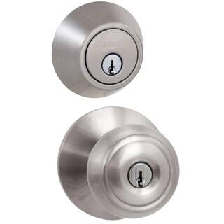 Defiant Hartford Satin Nickel Entry Knob and Single Cylinder Deadbolt Combo Pack BGX2L1B