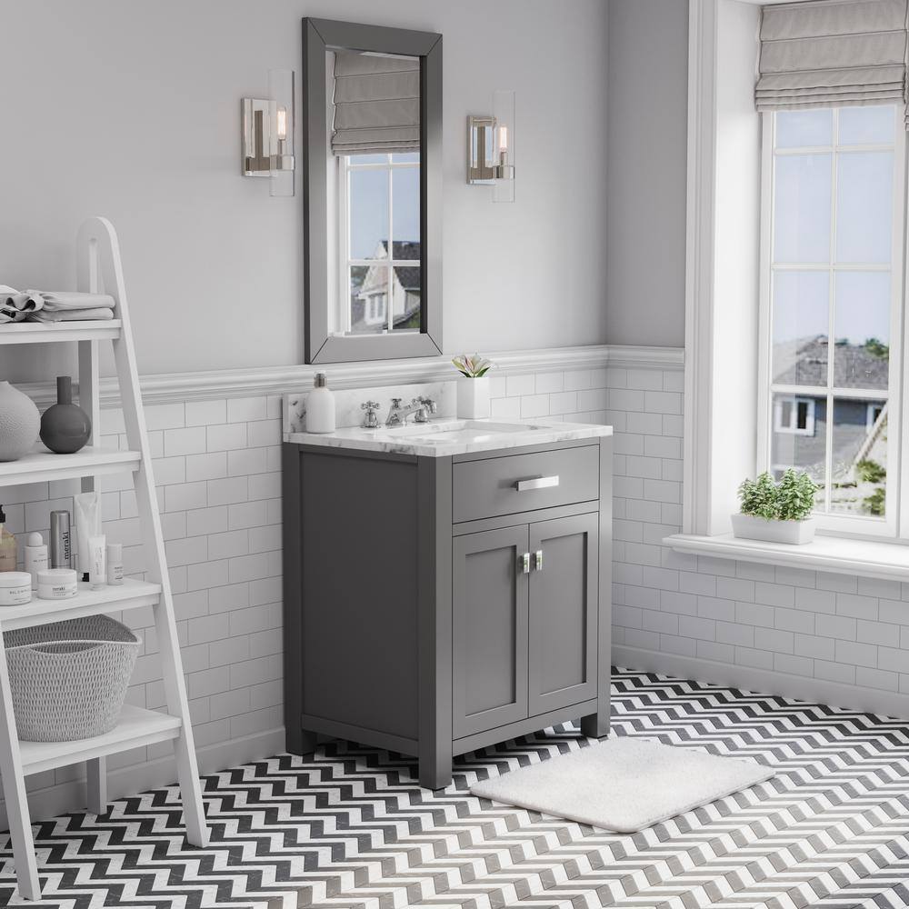 Water Creation 30 in. W x 21 in. D x 34 in. H Vanity in Cashmere Grey with Marble Vanity Top in Carrara White Madison 30G