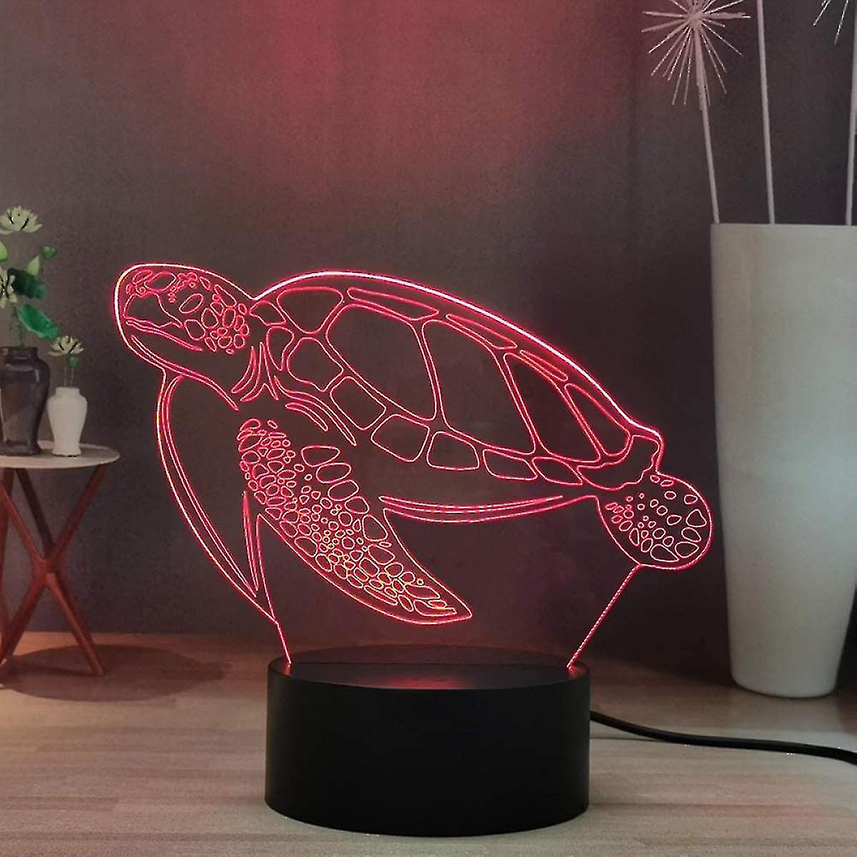 Animal 3d Led Night Light， Turtle Cartoon Decorative Desk Lamp， Smart Touch And Remote Control Night Light， Best Birthday Holiday Gift (turtle)