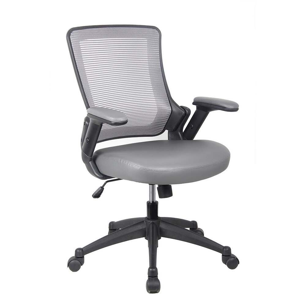 Mid Back Mesh Task Office Chair with Height Adjustable Arms  Grey