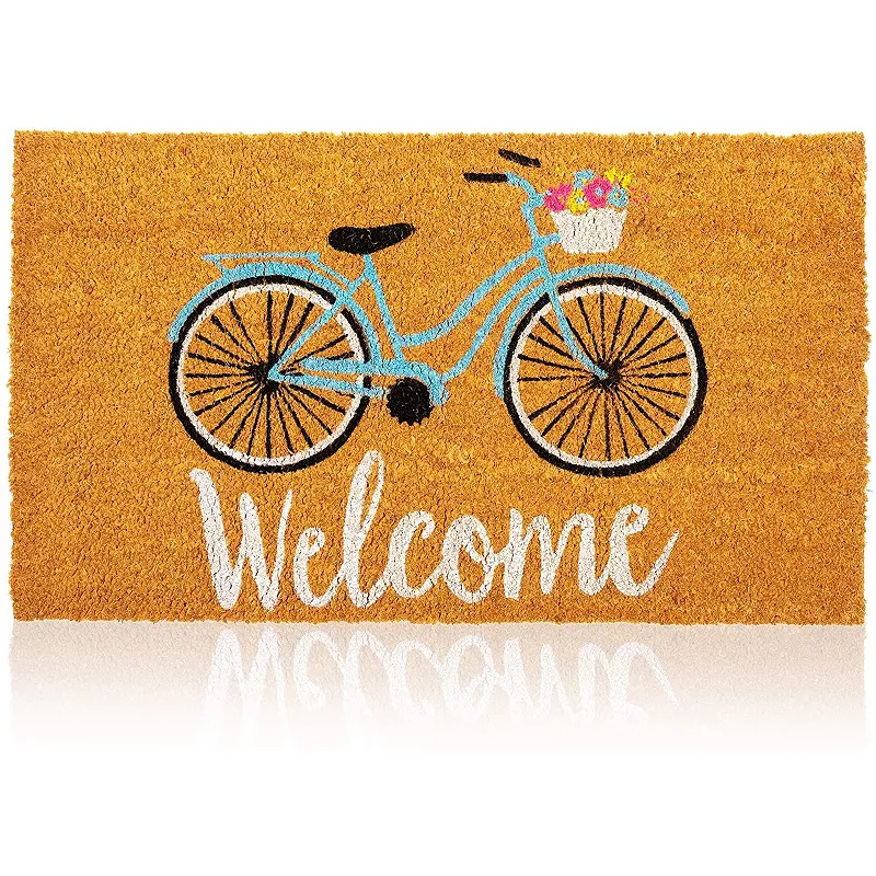 Natural Coir Doormat， Bicycle Welcome Mat (30 x 17 Inches)