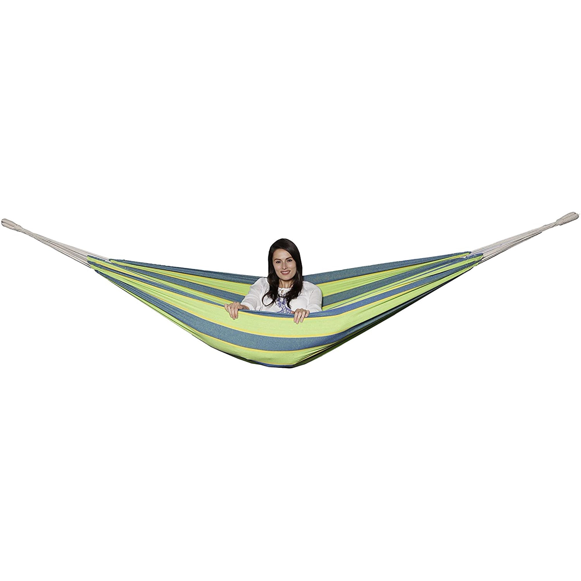 Gilbin Cotton Double Hammock Portable 2 Person Durable Extra Large Canvas Hammock, Canvas Double Brazilian Hammock, Perfect for Camping, Outdoors Gear, Backpack, Hiking, Hunting, Backyard