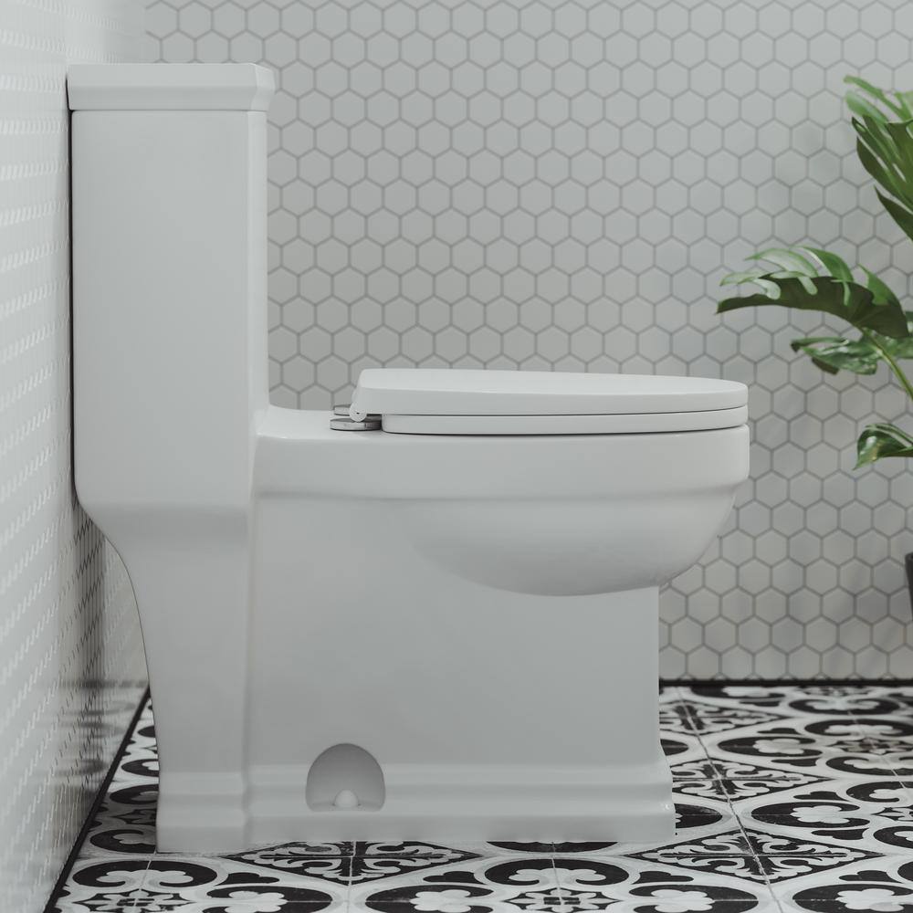 Swiss Madison Voltaire 1-Piece 0.81.28 GPF Dual Flush Elongated Toilet in White Seat Included SM-1T113