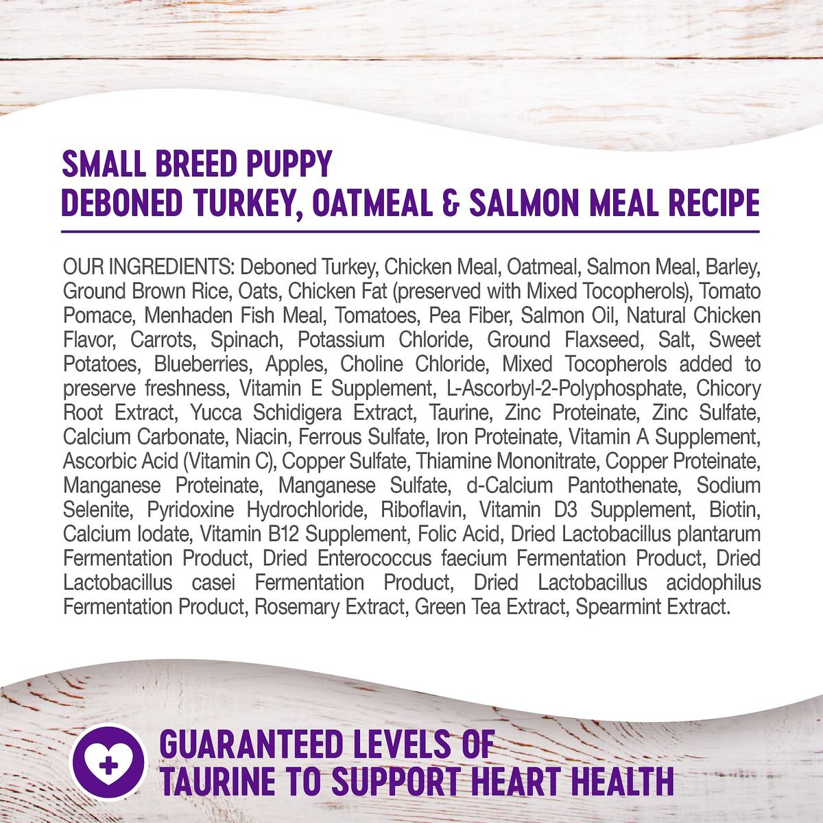 Wellness Small Breed Complete Health Puppy Turkey， Oatmeal and Salmon Meal Recipe Dry Dog Food