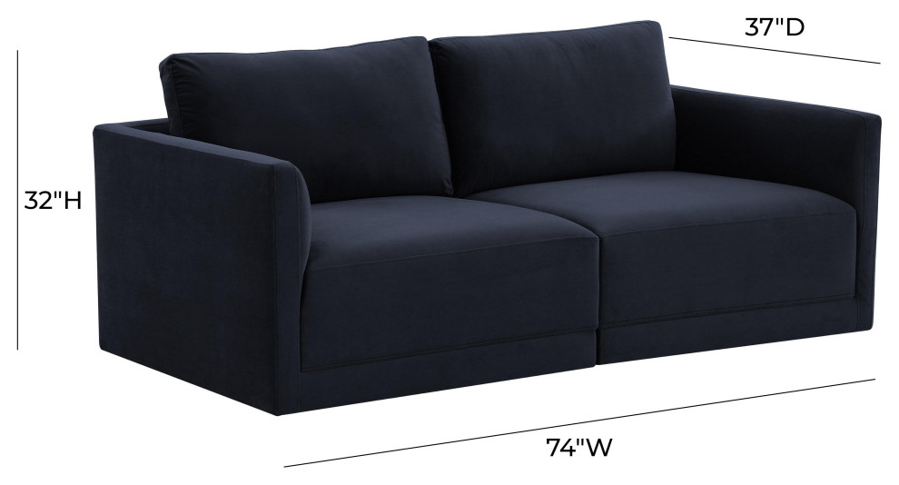 Willow Navy Modular Loveseat   Transitional   Loveseats   by First of a Kind USA Inc  Houzz