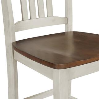 OSP Home Furnishings Berkley 5-Piece Set Table Chairs in Antique White with Wood Stain BEKCT-AW