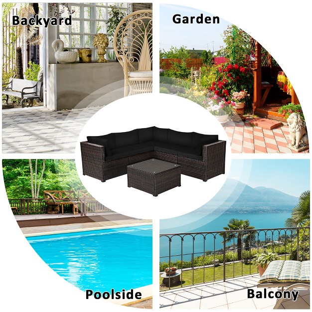 Costway 6pcs Rattan Patio Sectional Sofa Conversation Set Outdoor