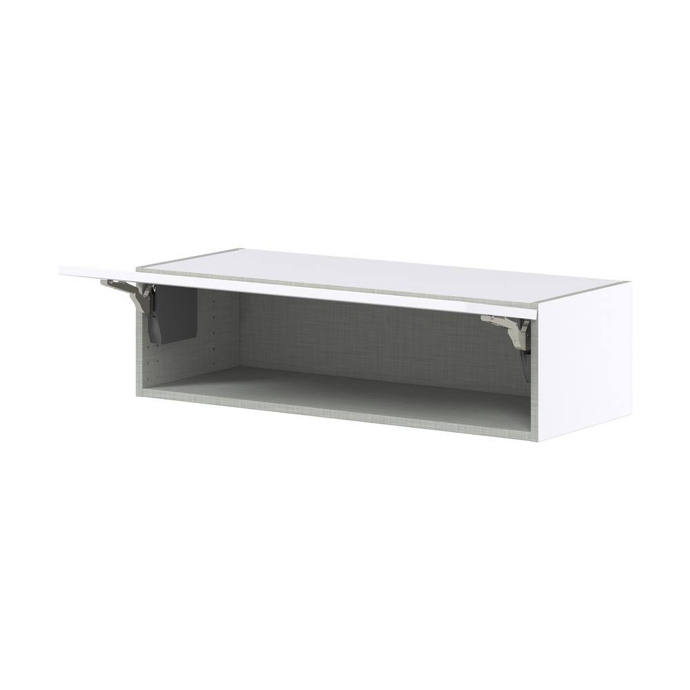 Fairhope Glacier White Slab Assembled Wall Bridge Cab with Lift Up 36 in. W x 10 in. H x 14 in. D DSWLU3610-FR