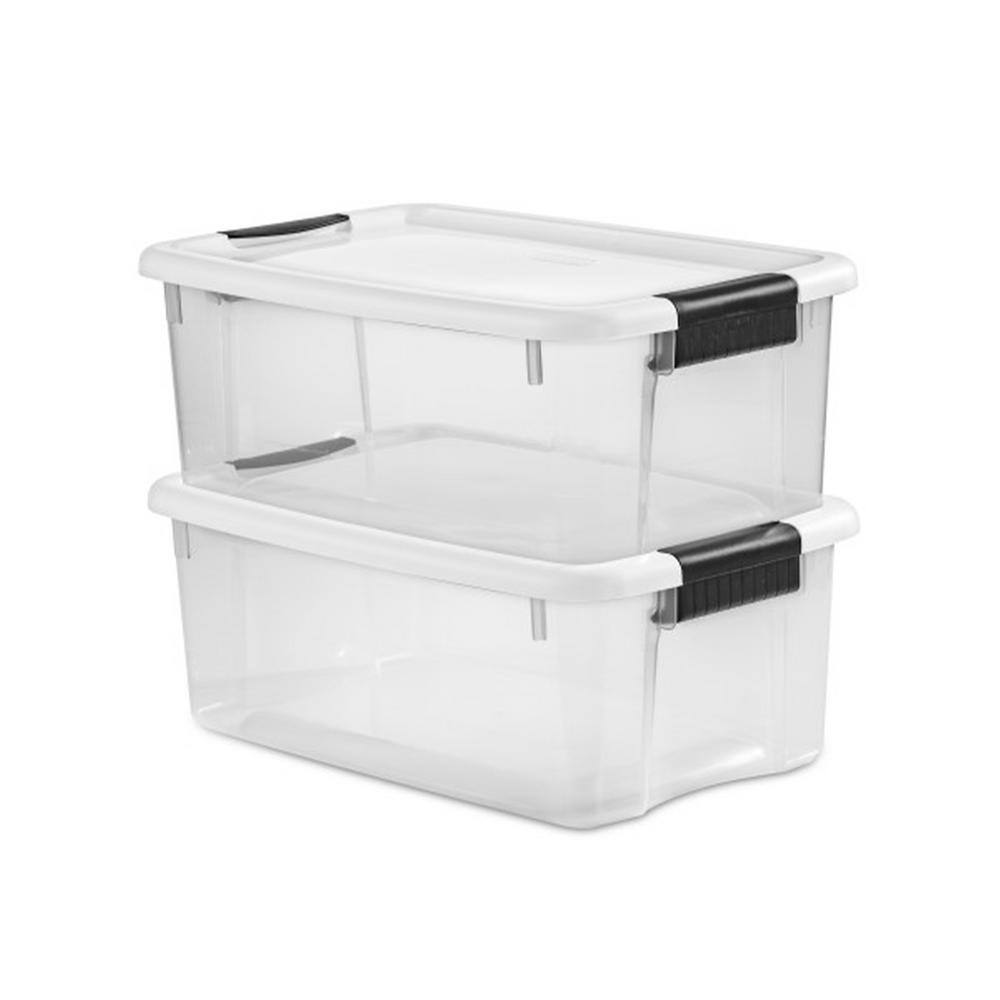 Sterilite 18 Qt. Ultra-Latch Storage Box in Clear Base and (12-Pack) 12 x 19849806