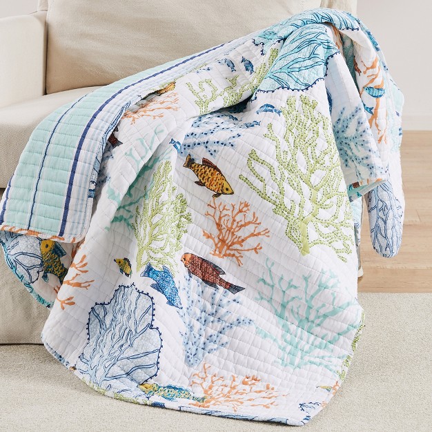 Deep Sea Multicolored Quilted Throw Levtex Home