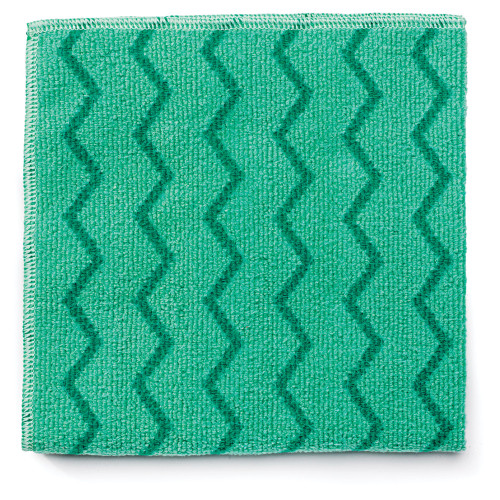 Rubbermaid Commercial Reusable Cleaning Cloths， Microfiber， 16 x 16， Green， 12/Carton (Q620)