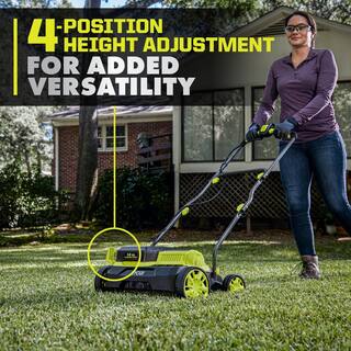 RYOBI ONE+ HP 18V Brushless 14 in. Cordless Battery DethatcherAerator with (2) 4.0 Ah Batteries and Charger P2740