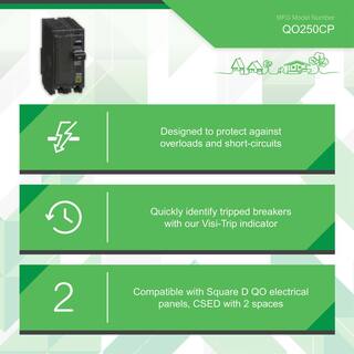 Square D QO 50 Amp 2-Pole Circuit Breaker(QO250CP) QO250CP