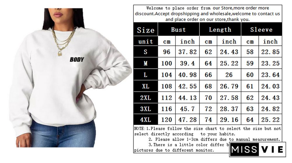 Letter Printed Long Sleeve Casual Sweatshirts