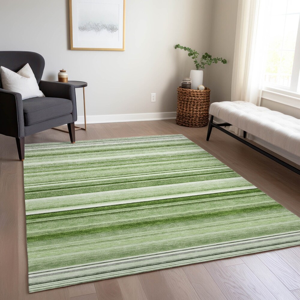 Machine Washable Indoor/ Outdoor Chantille Multi Stripe Rug