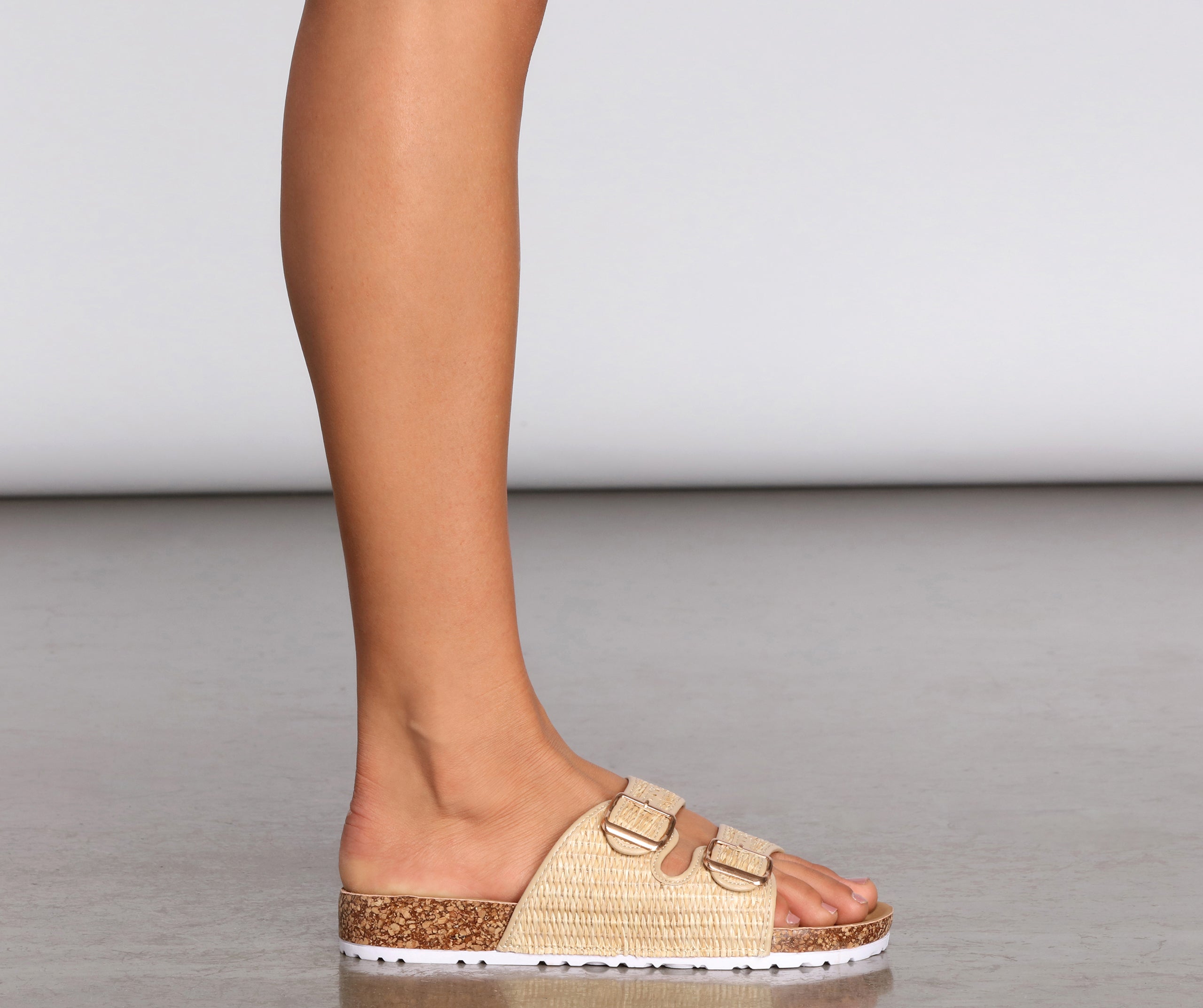 Stand In The Sand Woven Double Buckle Sandals