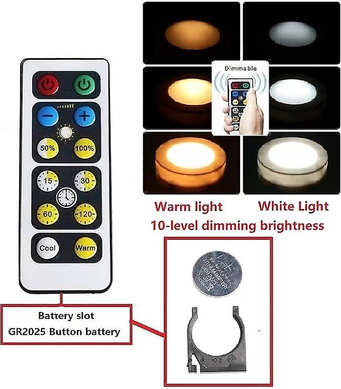 Battery Powered Light Bulb With Remote Control For Non Electric Fixtures，aaa Operated Led Bulbs Warm White Small E27 Puck Lights Daylight Emergency Ba