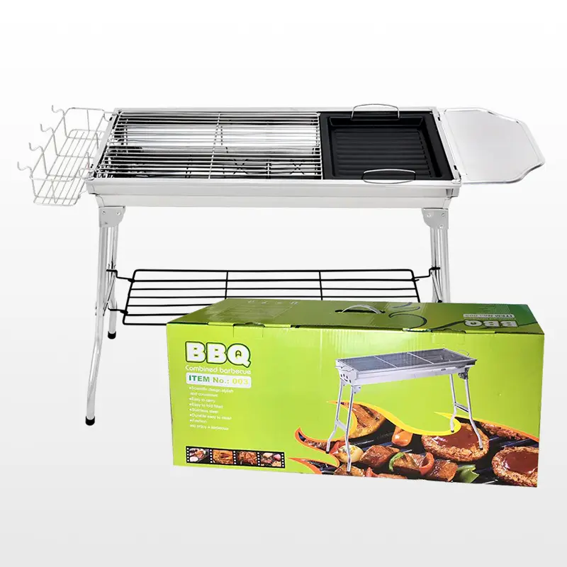 Hot Sale Stainless Steel Outdoor Folding Barbecue Charcoal Grill BBQ Large Grills Tool Complete Set